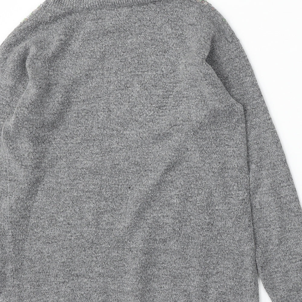 Nutmeg Womens Grey Roll Neck  Acrylic Pullover Jumper Size 10