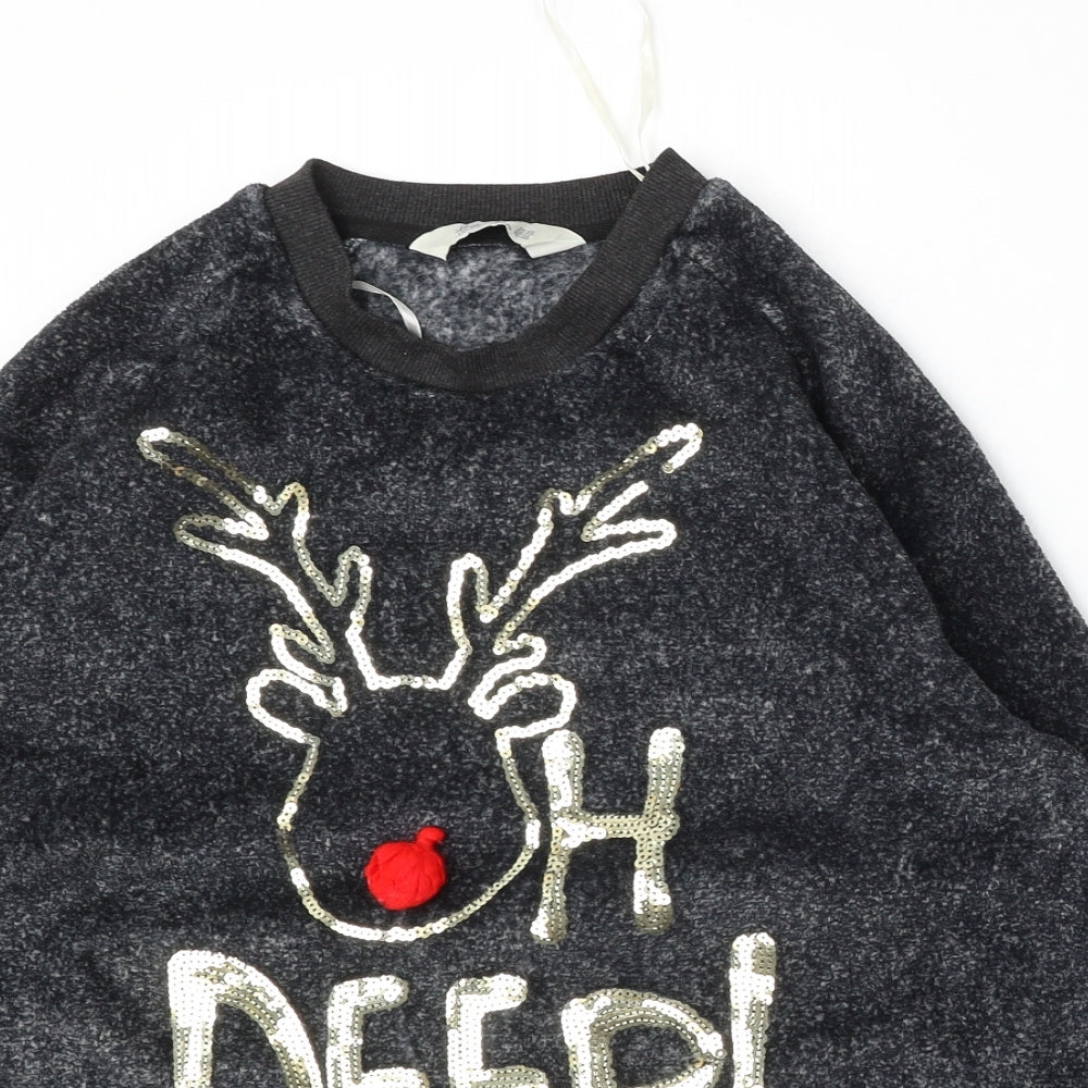 Primark Womens Grey  Polyester Pullover Sweatshirt Size L   - christmas