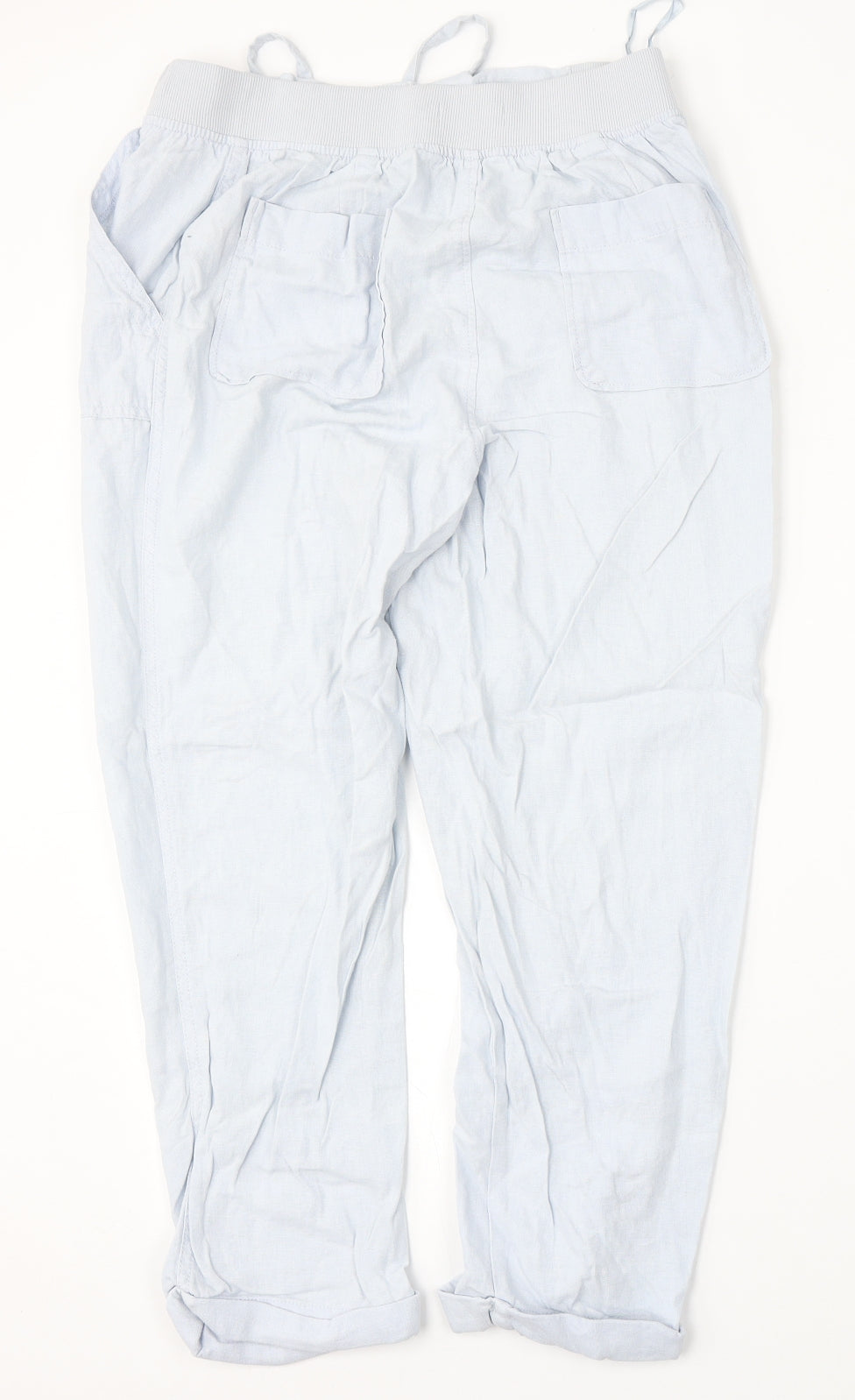 Peacocks Womens Blue  Linen Trousers  Size 12 L26 in Regular