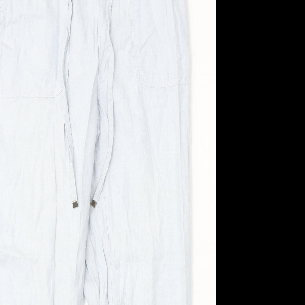 Peacocks Womens Blue  Linen Trousers  Size 12 L26 in Regular