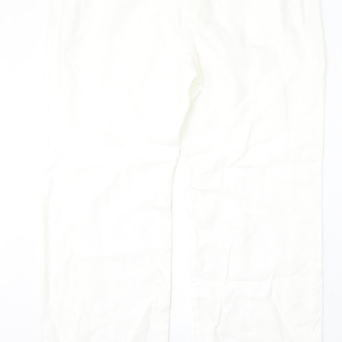 Marks and Spencer Womens White  Linen Trousers  Size 16 L32 in Regular