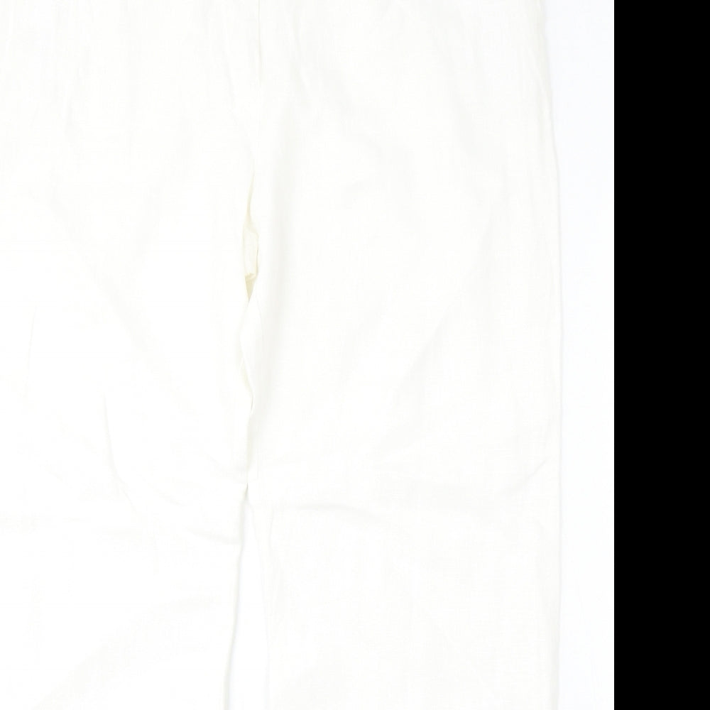 Marks and Spencer Womens White  Linen Trousers  Size 16 L32 in Regular