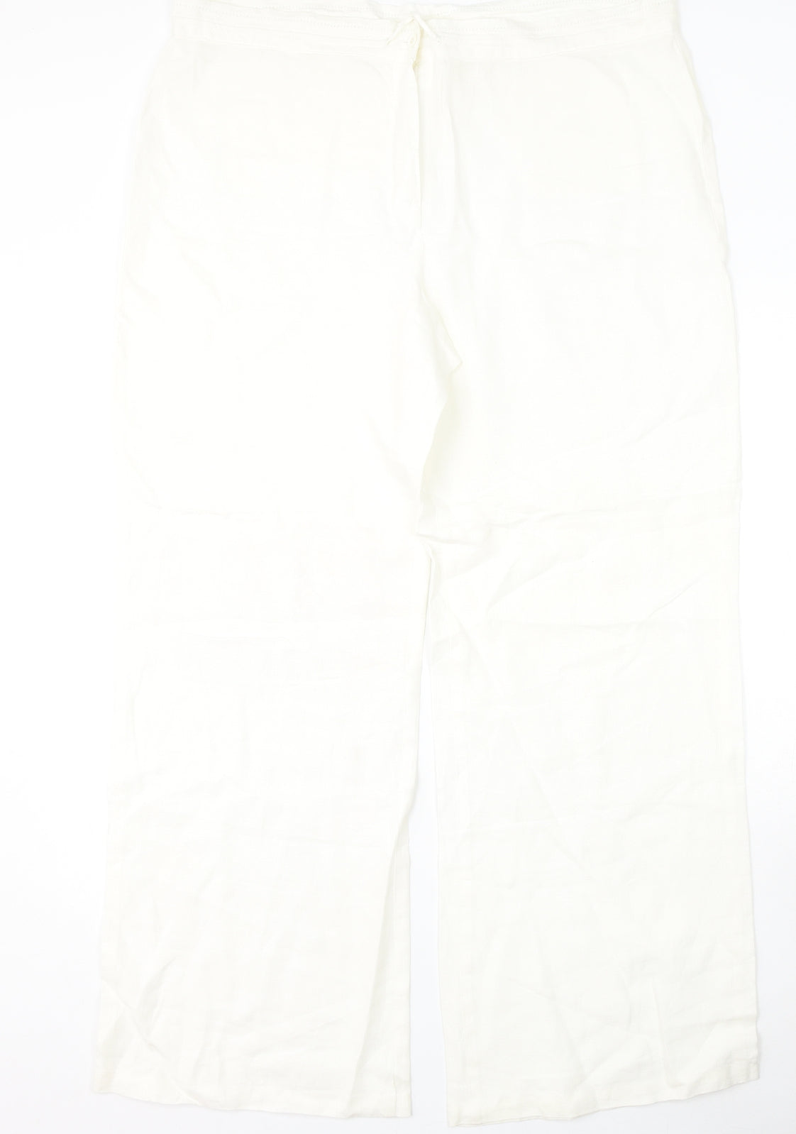 Marks and Spencer Womens Ivory  Linen Trousers  Size 18 L32 in Regular