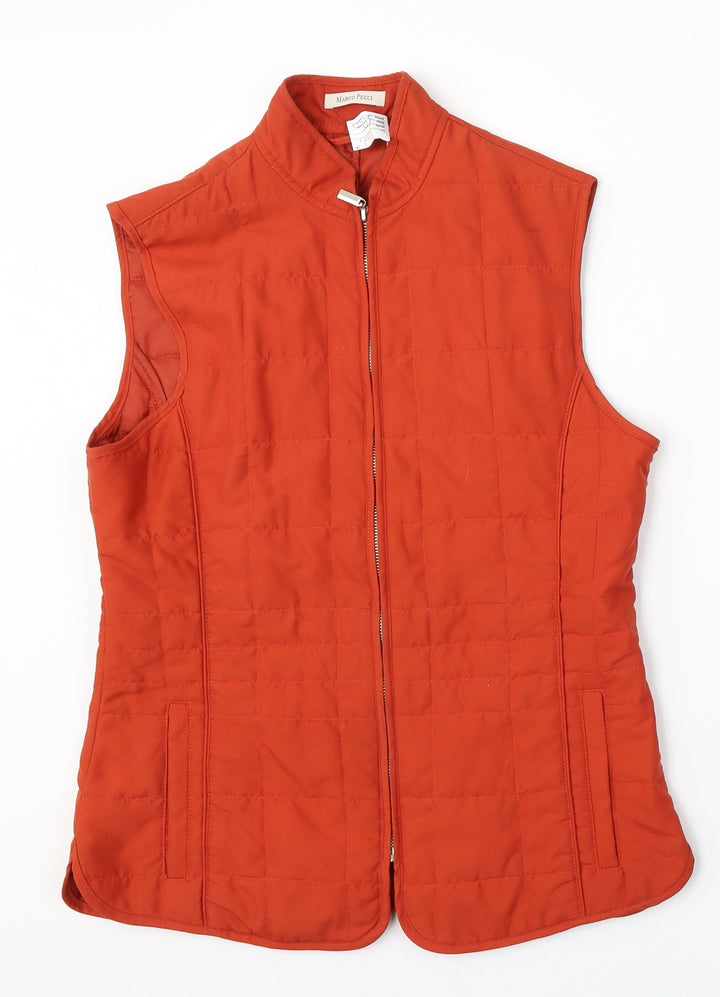 Marco Pecci Womens Orange Gilet Jacket Size 6 Zip