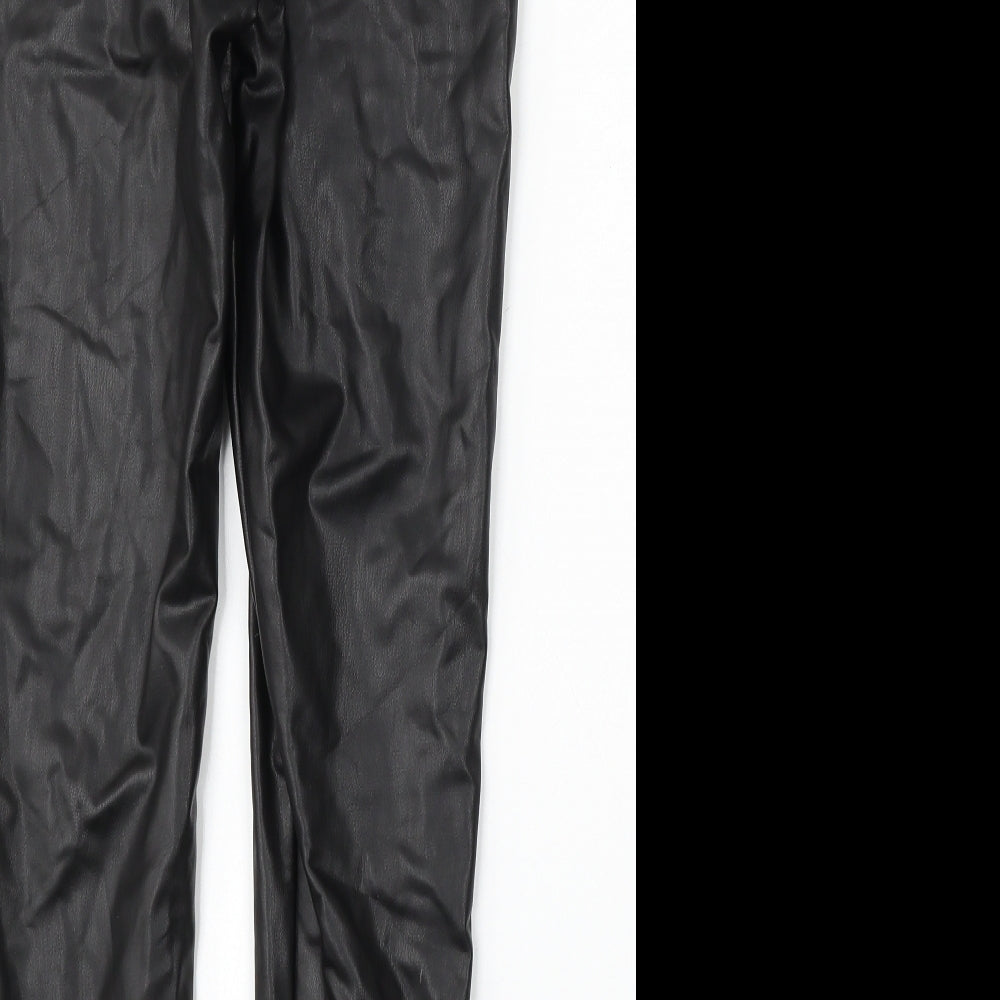 F&F Womens Black  Polyurethane Skinny Jeans Size 10 L28 in Regular