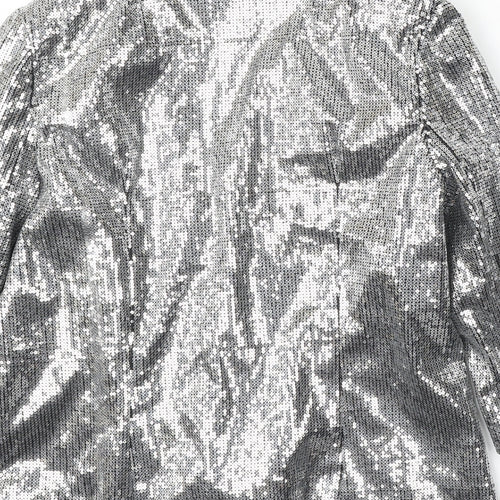 Internacionale Womens Silver  Polyester Jacket Blazer Size 14