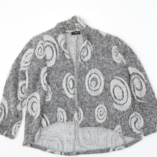 Cover Up Womens Grey V-Neck Geometric Viscose Cardigan Jumper Size S