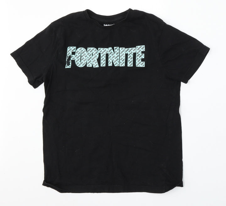 Fortnite Boys Black Cotton Basic T-Shirt Size XL Round Neck