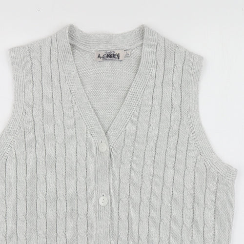 Honor Milburn  Womens Grey V-Neck  Acrylic Vest Jumper Size 18