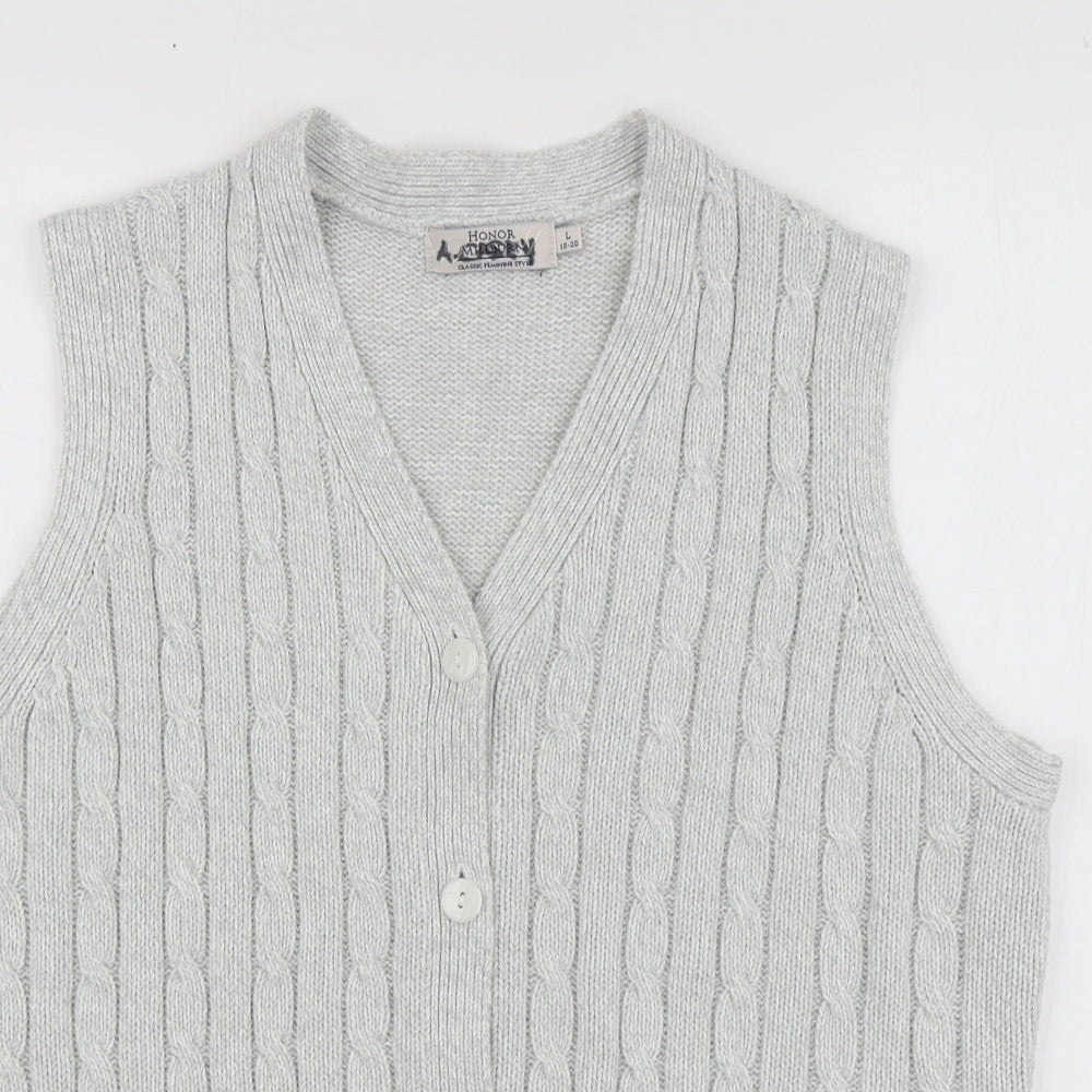 Honor Milburn  Womens Grey V-Neck  Acrylic Vest Jumper Size 18