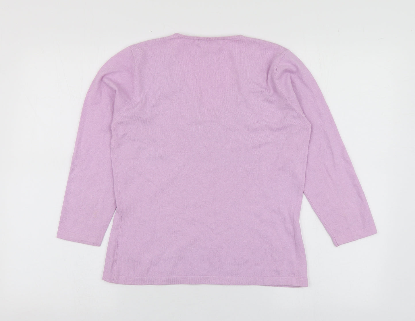 M&S  Womens Purple V-Neck  Viscose Pullover Jumper Size 12