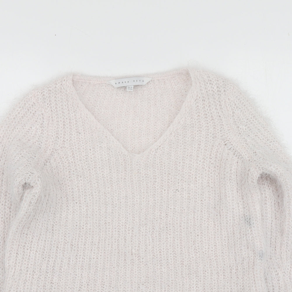 Amara Reya Womens Pink Round Neck  Acrylic Pullover Jumper Size 8
