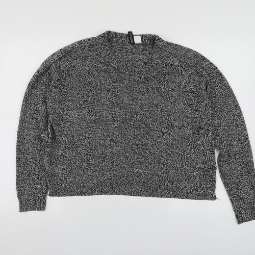 H&M Womens Grey Round Neck  Acrylic Pullover Jumper Size L