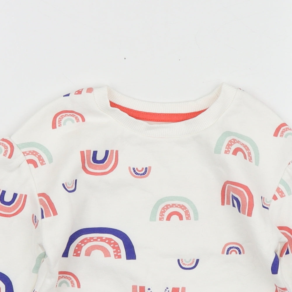Nutmeg Girls White Geometric Cotton Pullover Sweatshirt Size 2-3 Years