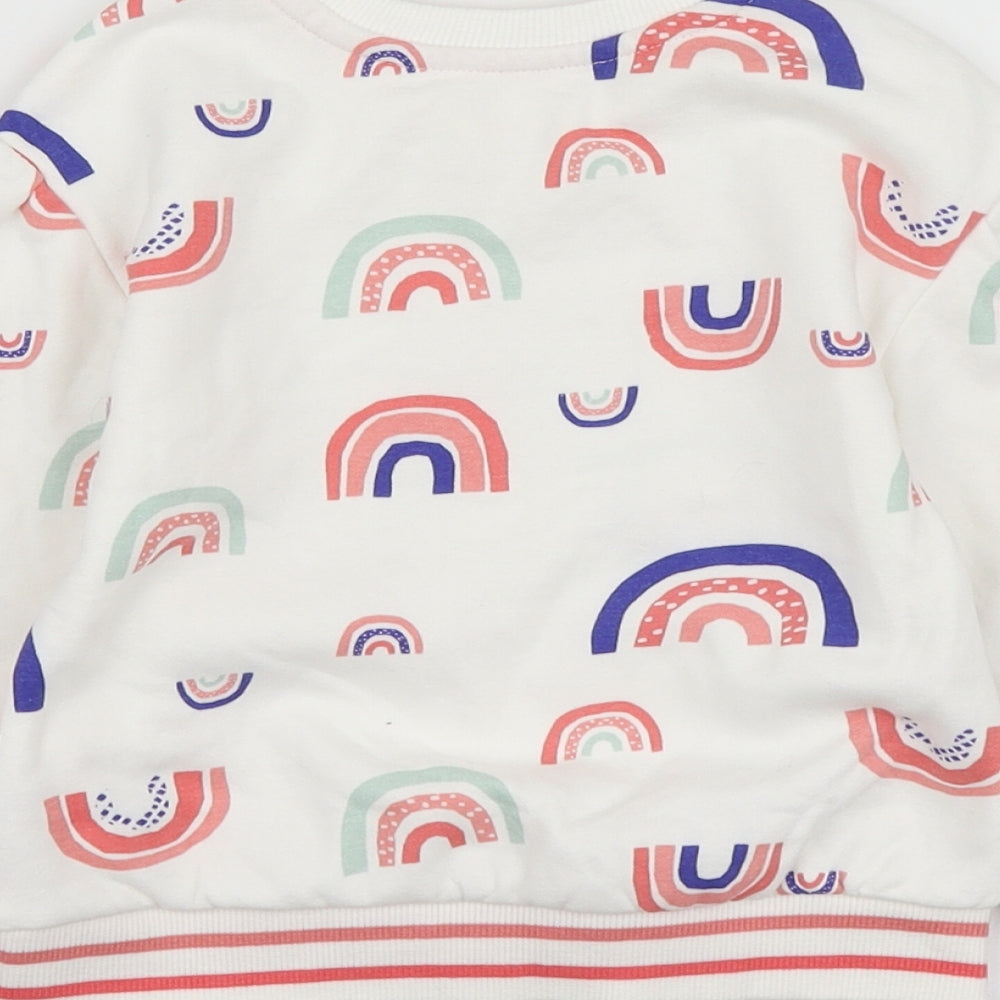 Nutmeg Girls White Geometric Cotton Pullover Sweatshirt Size 2-3 Years