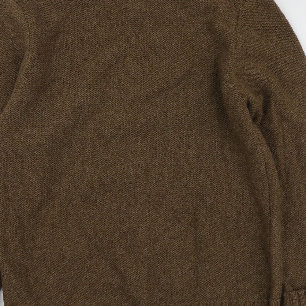 Fat Face Mens Brown Round Neck  Wool Pullover Jumper Size L