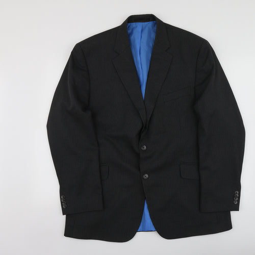 F&F Mens Grey Striped Polyester Jacket Suit Jacket Size 46