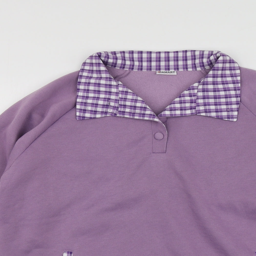 Damrat Womens Purple  Polyester Pullover Hoodie Size 14