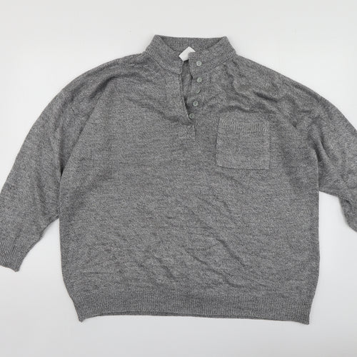 HARVEST MOON Womens Grey V-Neck  Acrylic Pullover Jumper Size 14