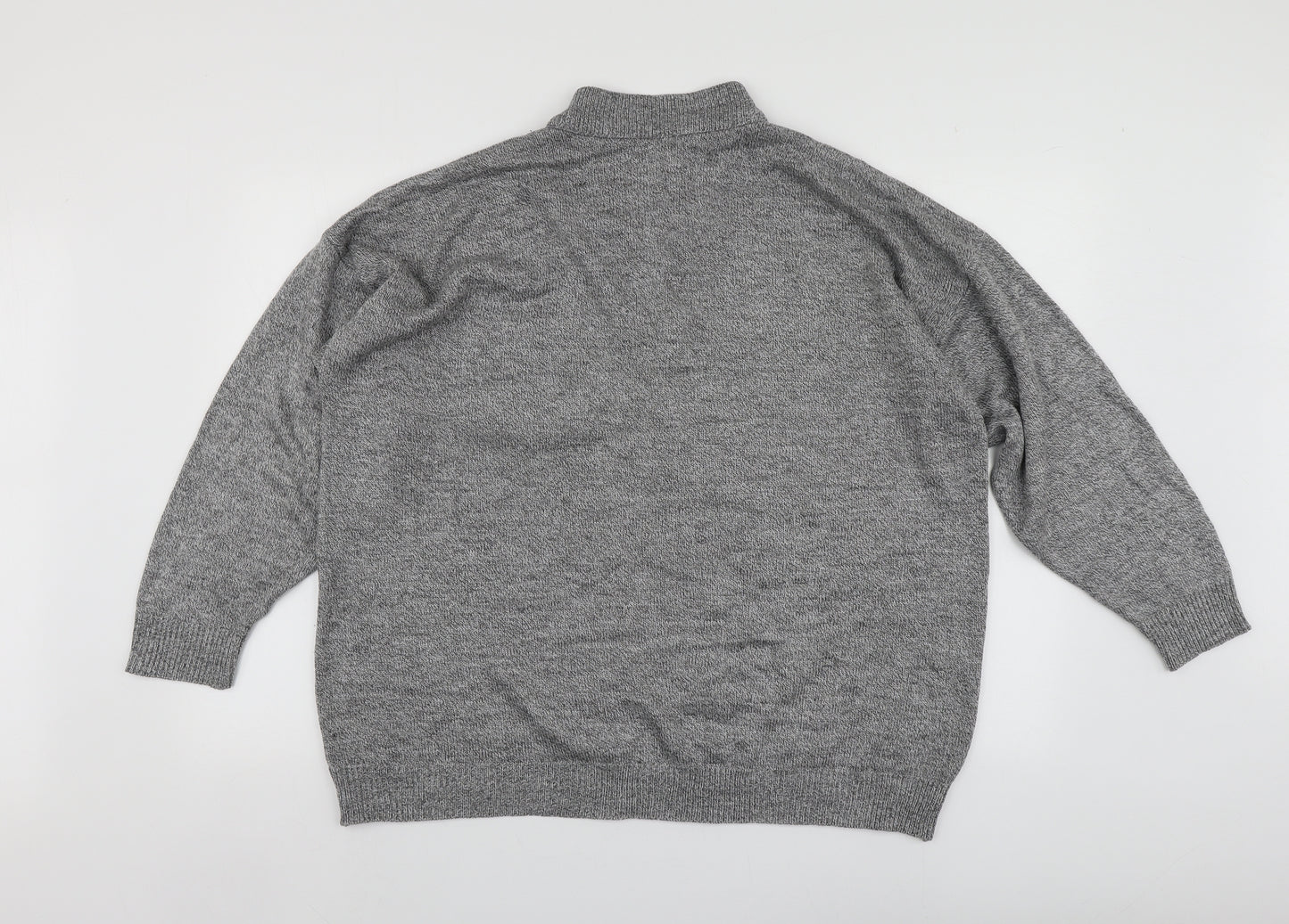 HARVEST MOON Womens Grey V-Neck  Acrylic Pullover Jumper Size 14