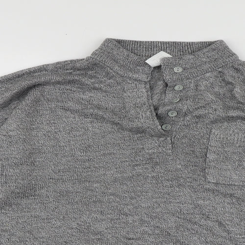 HARVEST MOON Womens Grey V-Neck  Acrylic Pullover Jumper Size 14