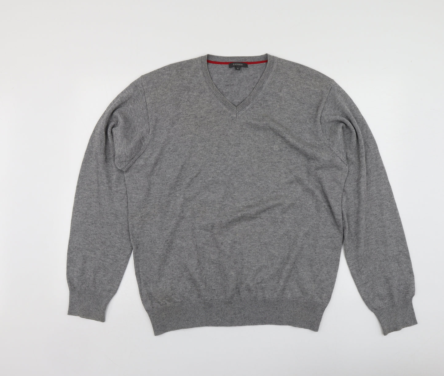 REDGREEN Mens Grey V-Neck  Acrylic Pullover Jumper Size XL
