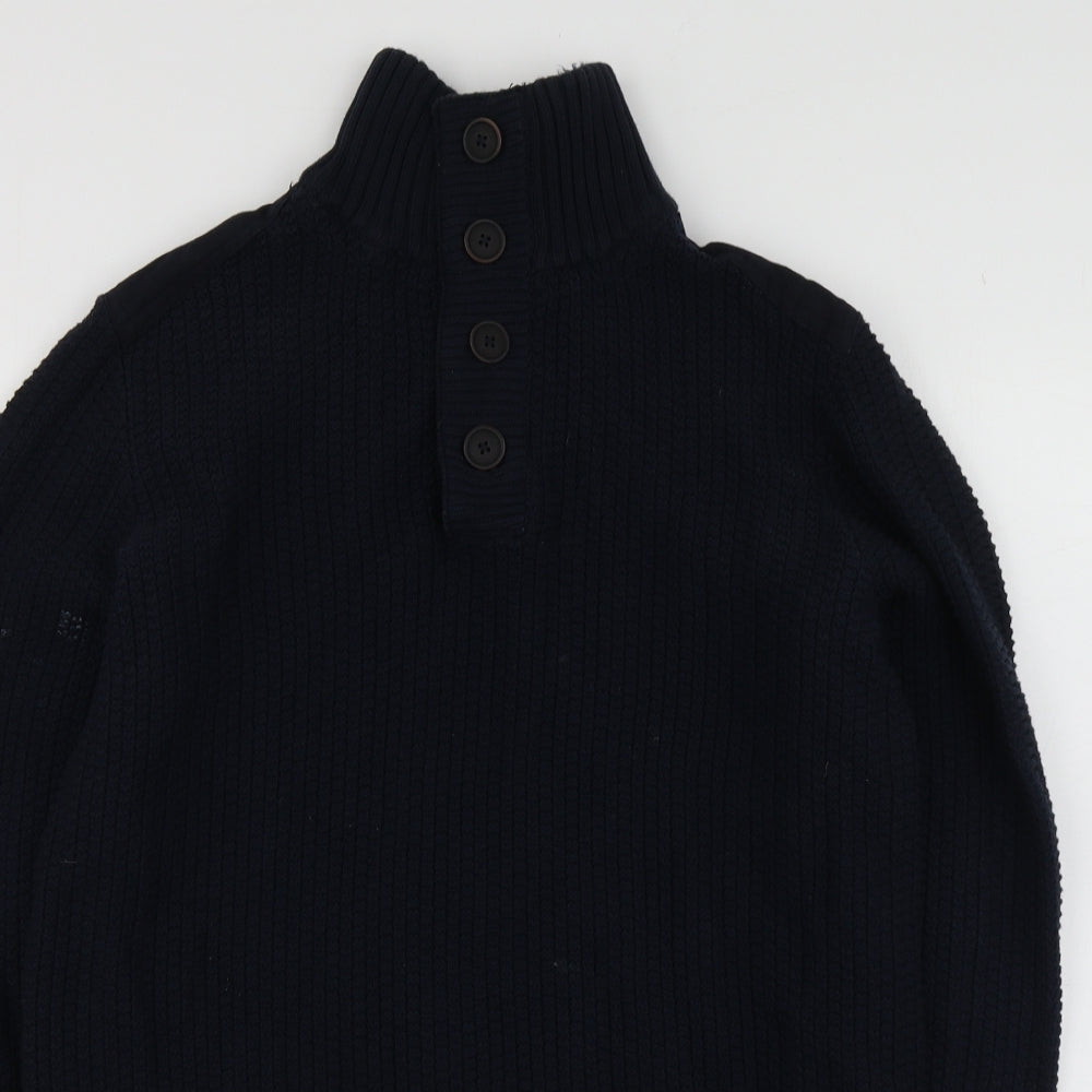 Fat Face Mens Blue High Neck  Cotton Pullover Jumper Size M