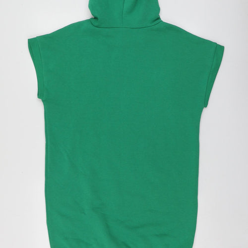 Select Womens Green Geometric Polyester T-Shirt Dress  Size M  Round Neck