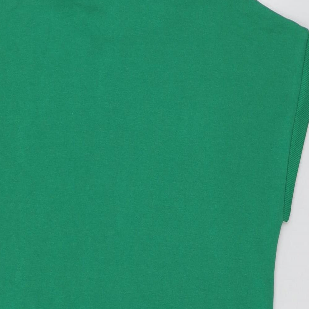 Select Womens Green Geometric Polyester T-Shirt Dress  Size M  Round Neck