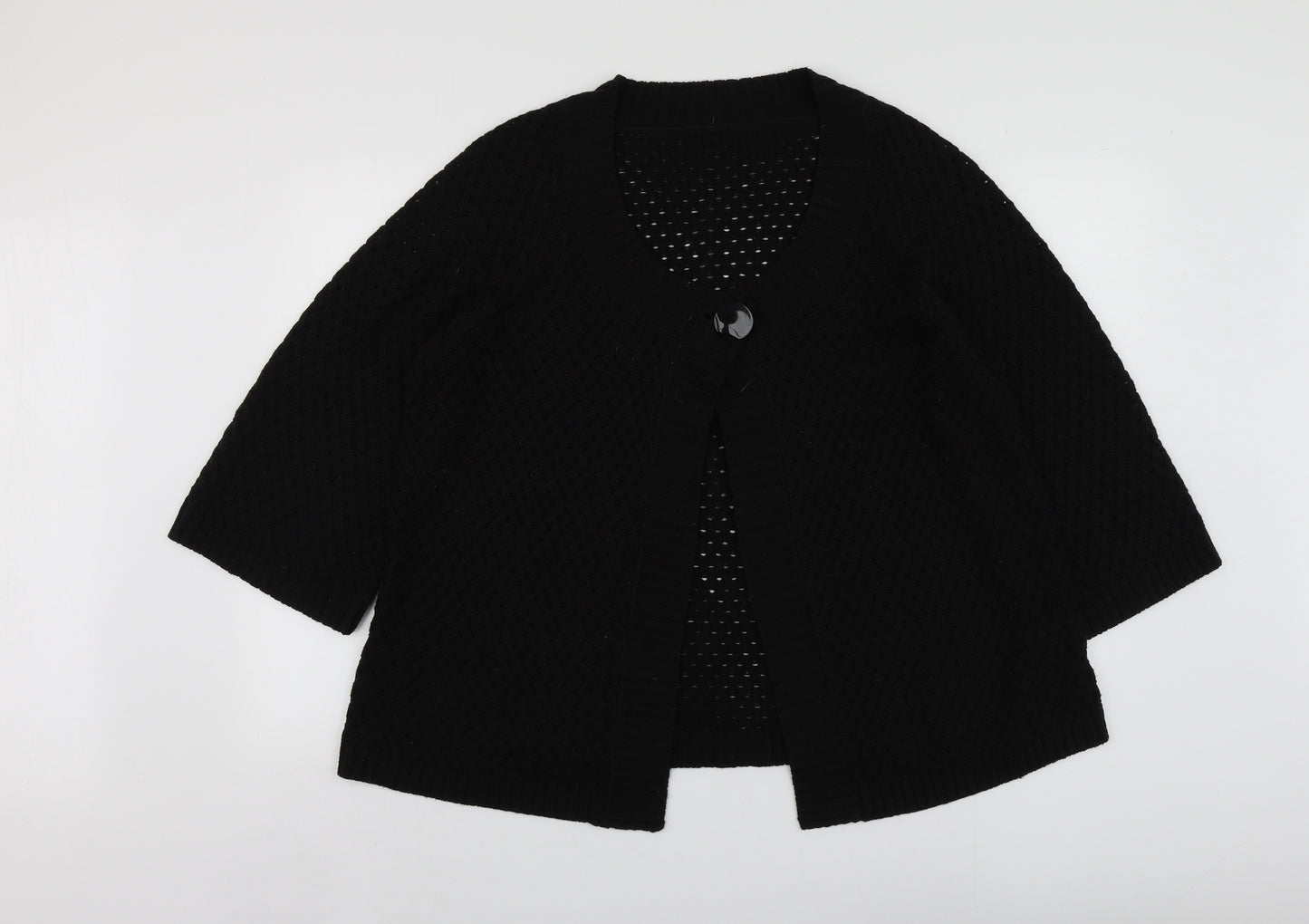 George Womens Black Round Neck  Acrylic Cardigan Jumper Size 24