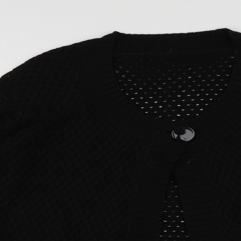 George Womens Black Round Neck  Acrylic Cardigan Jumper Size 24