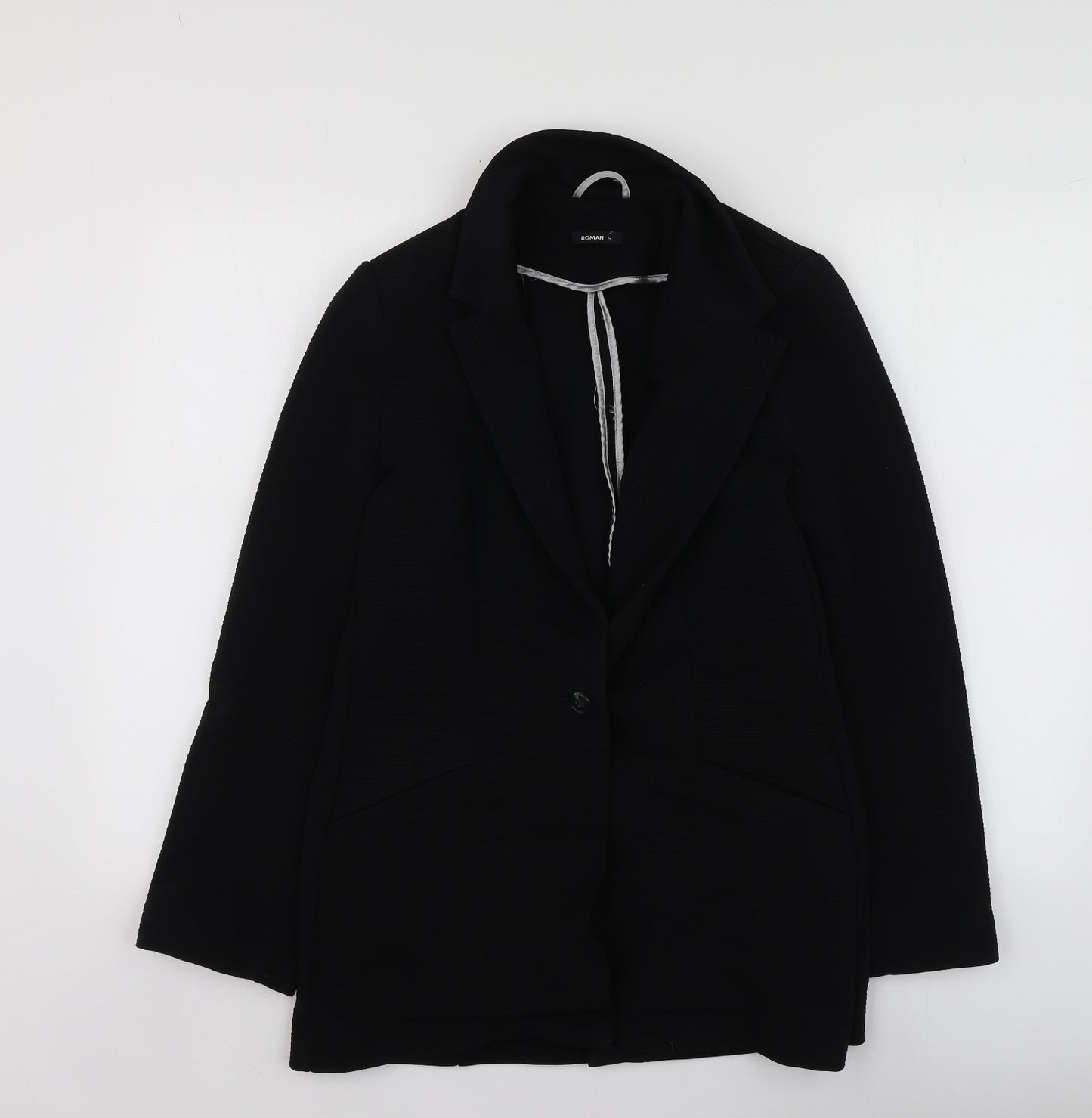 Roman Womens Black  Polyester Jacket Suit Jacket Size 12