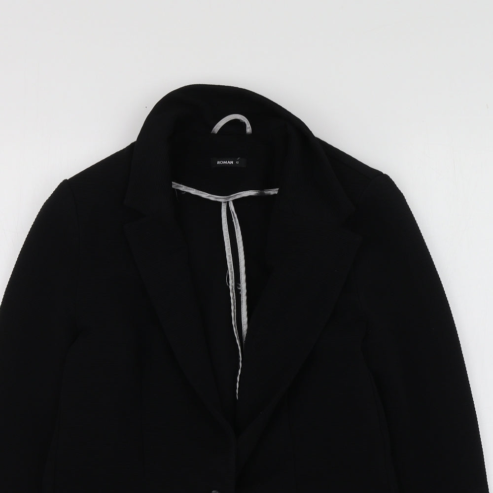 Roman Womens Black  Polyester Jacket Suit Jacket Size 12
