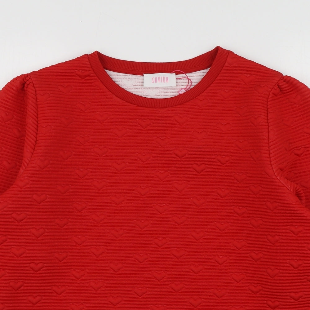 Savida Womens Red Geometric Polyester Pullover Sweatshirt Size XL