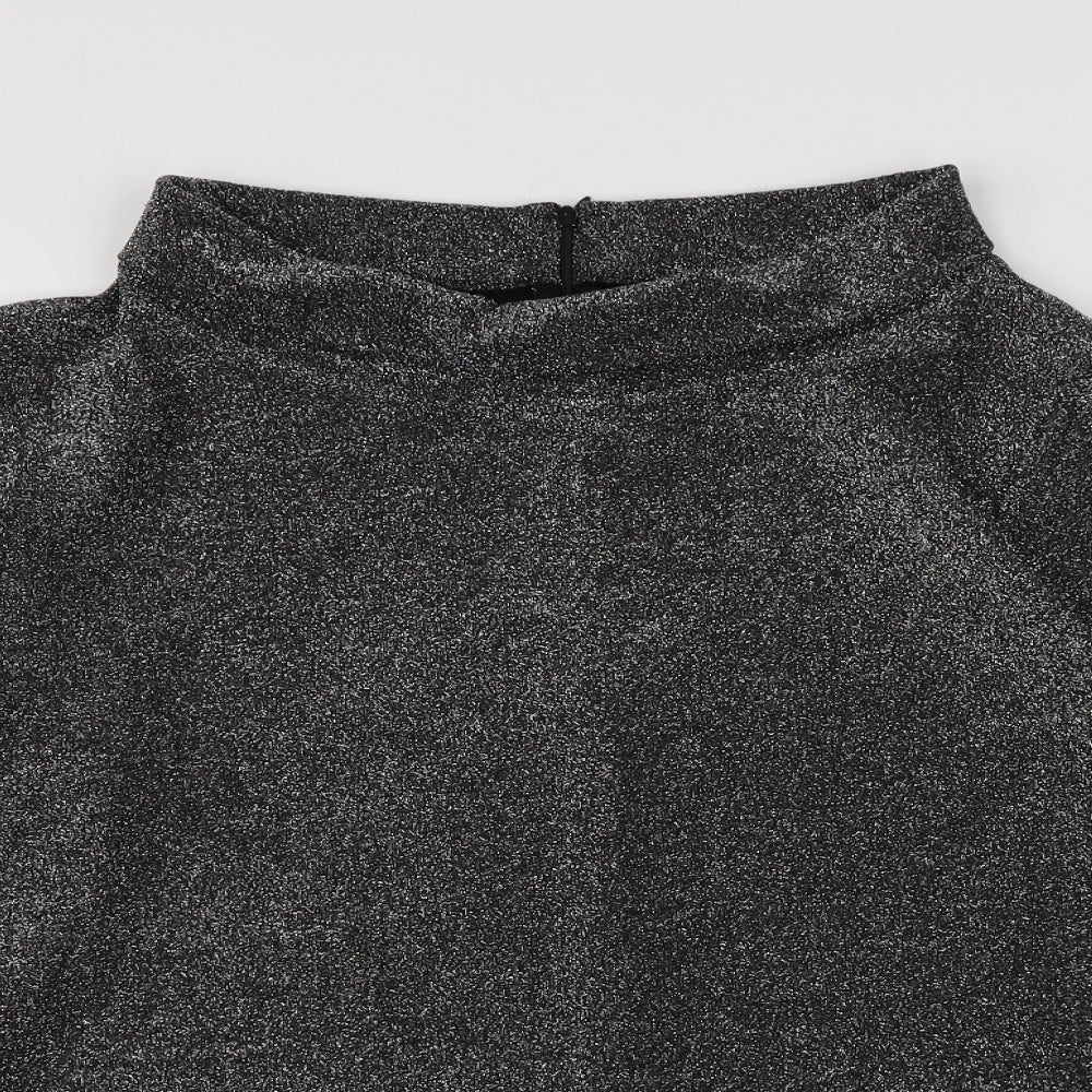 Joanie Womens Silver  Viscose Basic Blouse Size L Round Neck