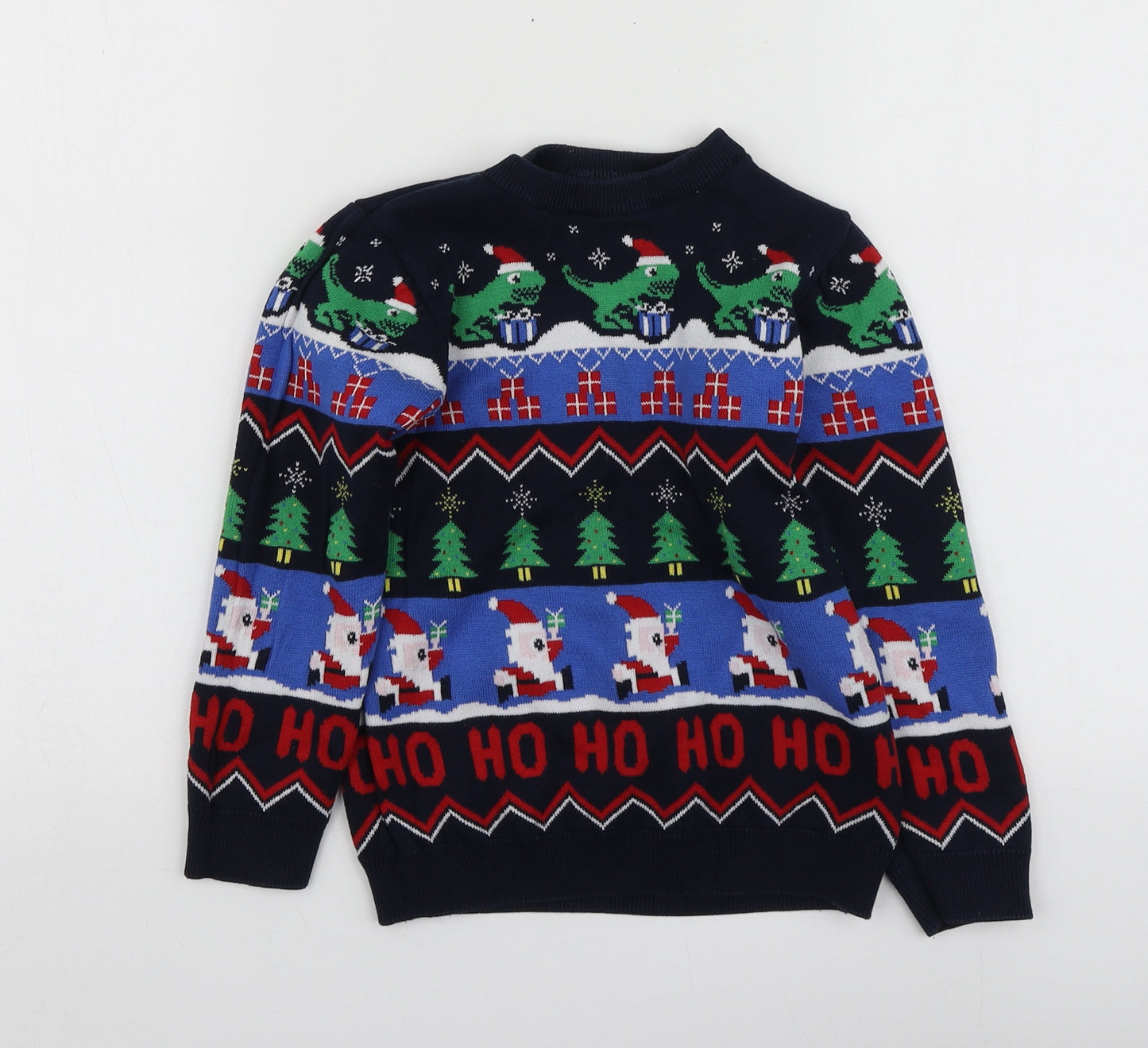NEXT Boys Black Round Neck Geometric Cotton Pullover Jumper Size 6 Years   - Santa Jumper