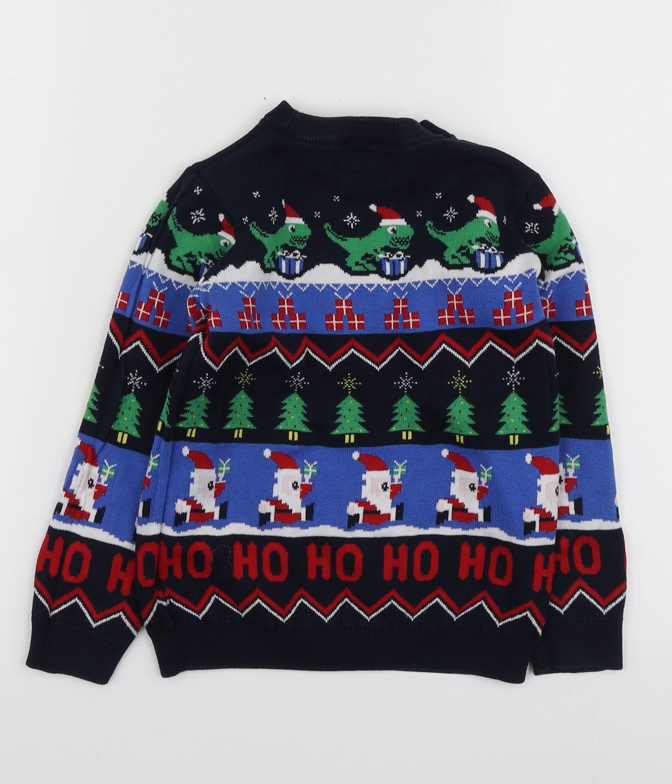 NEXT Boys Black Round Neck Geometric Cotton Pullover Jumper Size 6 Years   - Santa Jumper