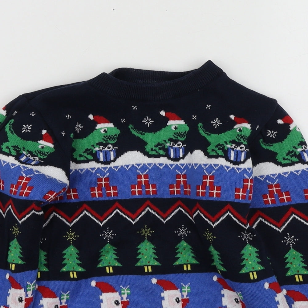NEXT Boys Black Round Neck Geometric Cotton Pullover Jumper Size 6 Years   - Santa Jumper