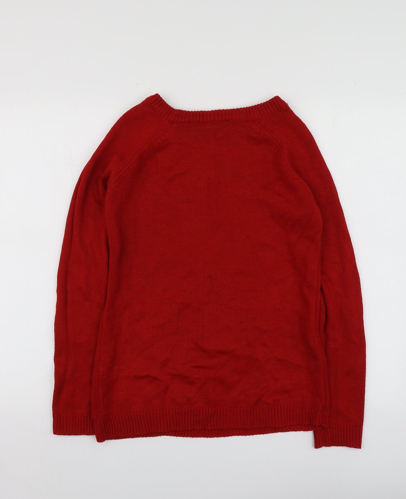 Atmosphere Womens Red Round Neck Geometric Acrylic Pullover Jumper Size 6   - Santa Jumper