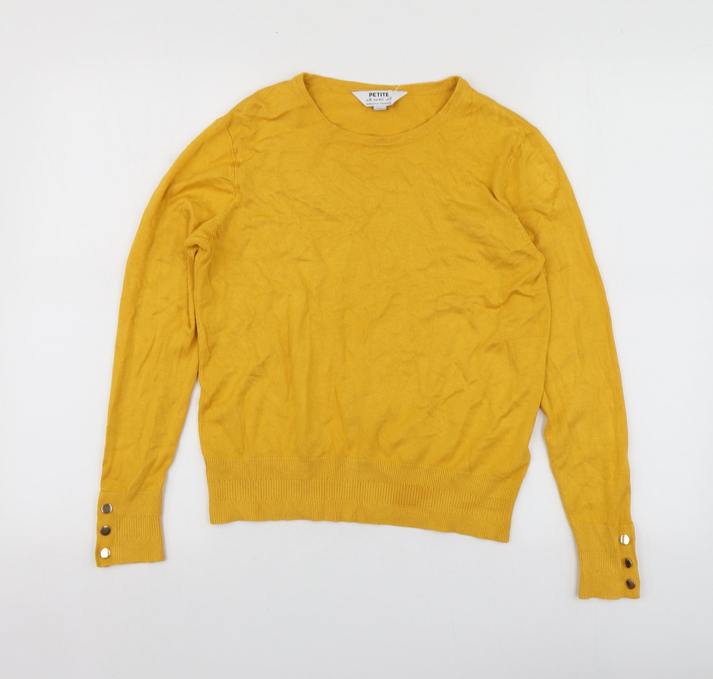 Petite Womens Yellow Round Neck  Viscose Pullover Jumper Size 12