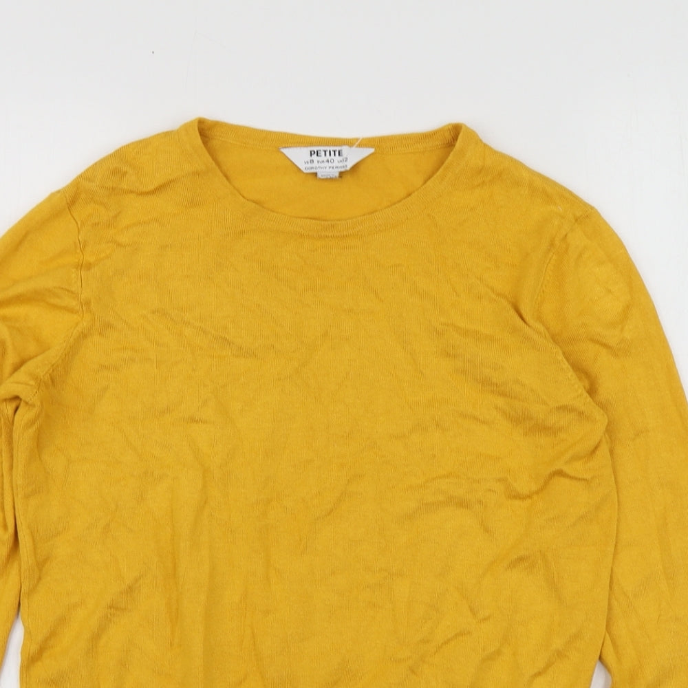Petite Womens Yellow Round Neck  Viscose Pullover Jumper Size 12