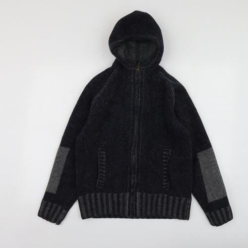 Firetrap Mens Grey High Neck  Wool Full Zip Jumper Size XS