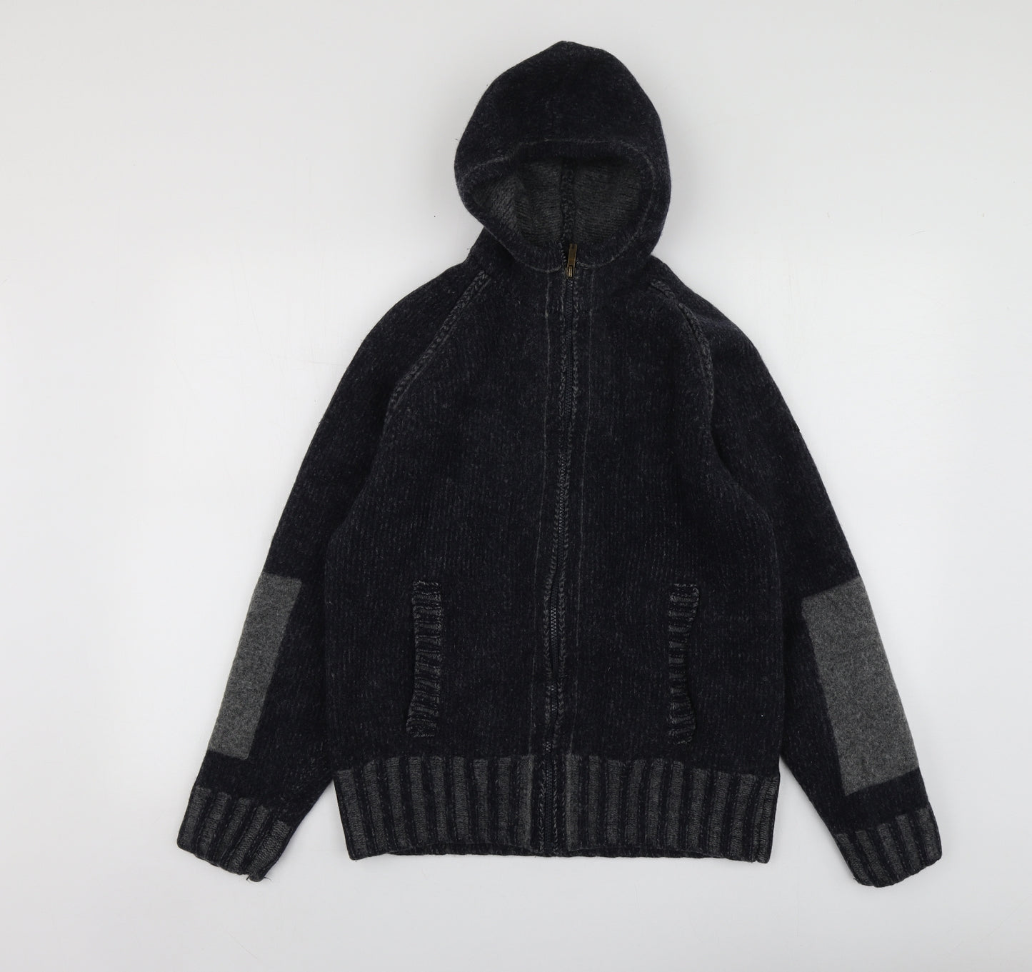 Firetrap Mens Grey High Neck  Wool Full Zip Jumper Size XS
