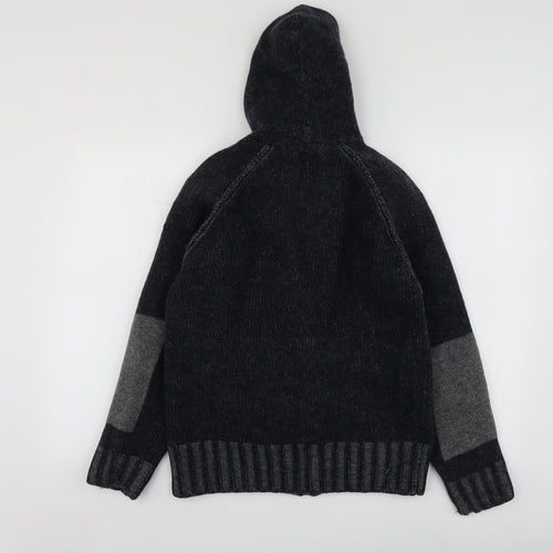 Firetrap Mens Grey High Neck  Wool Full Zip Jumper Size XS