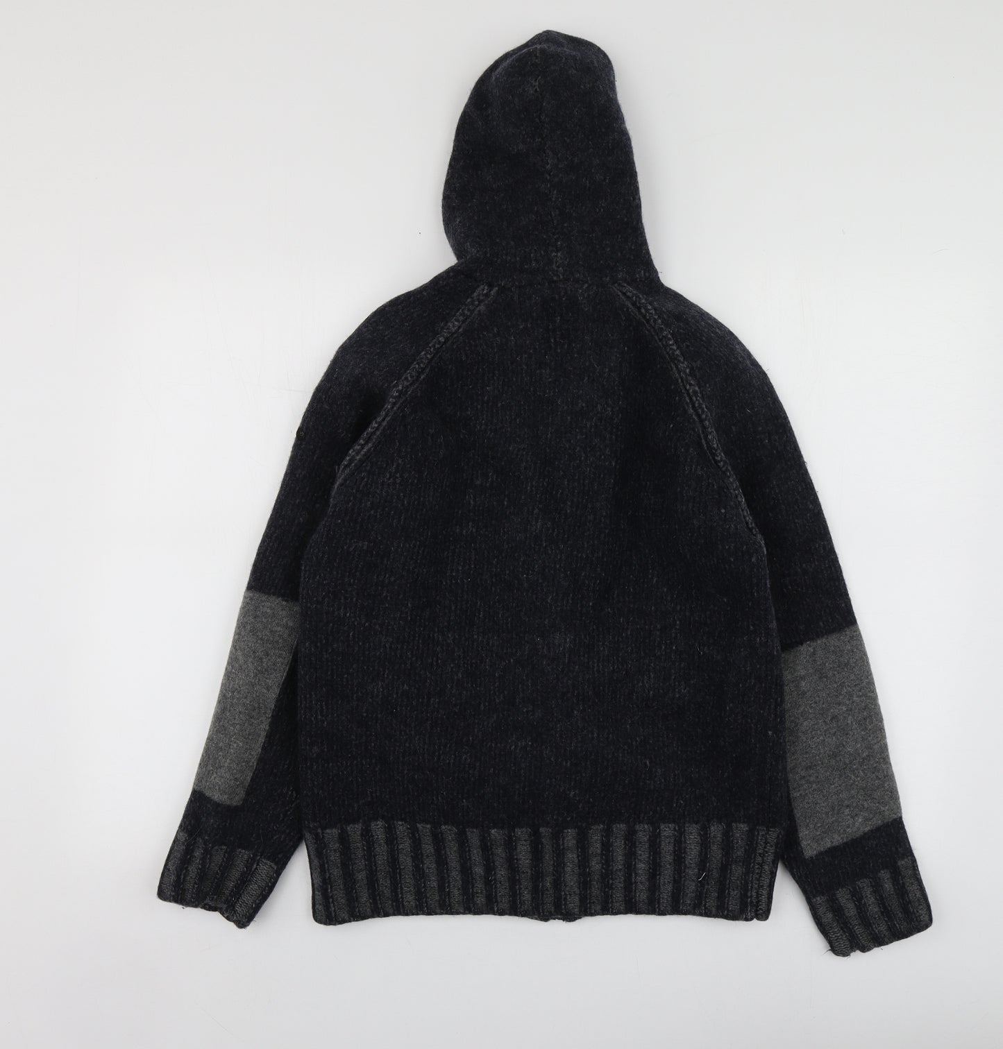 Firetrap Mens Grey High Neck  Wool Full Zip Jumper Size XS