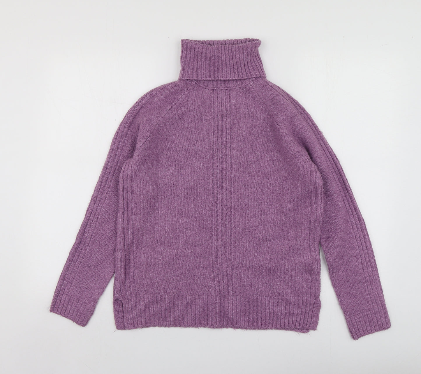 M&S Womens Purple Roll Neck  Acrylic Pullover Jumper Size S