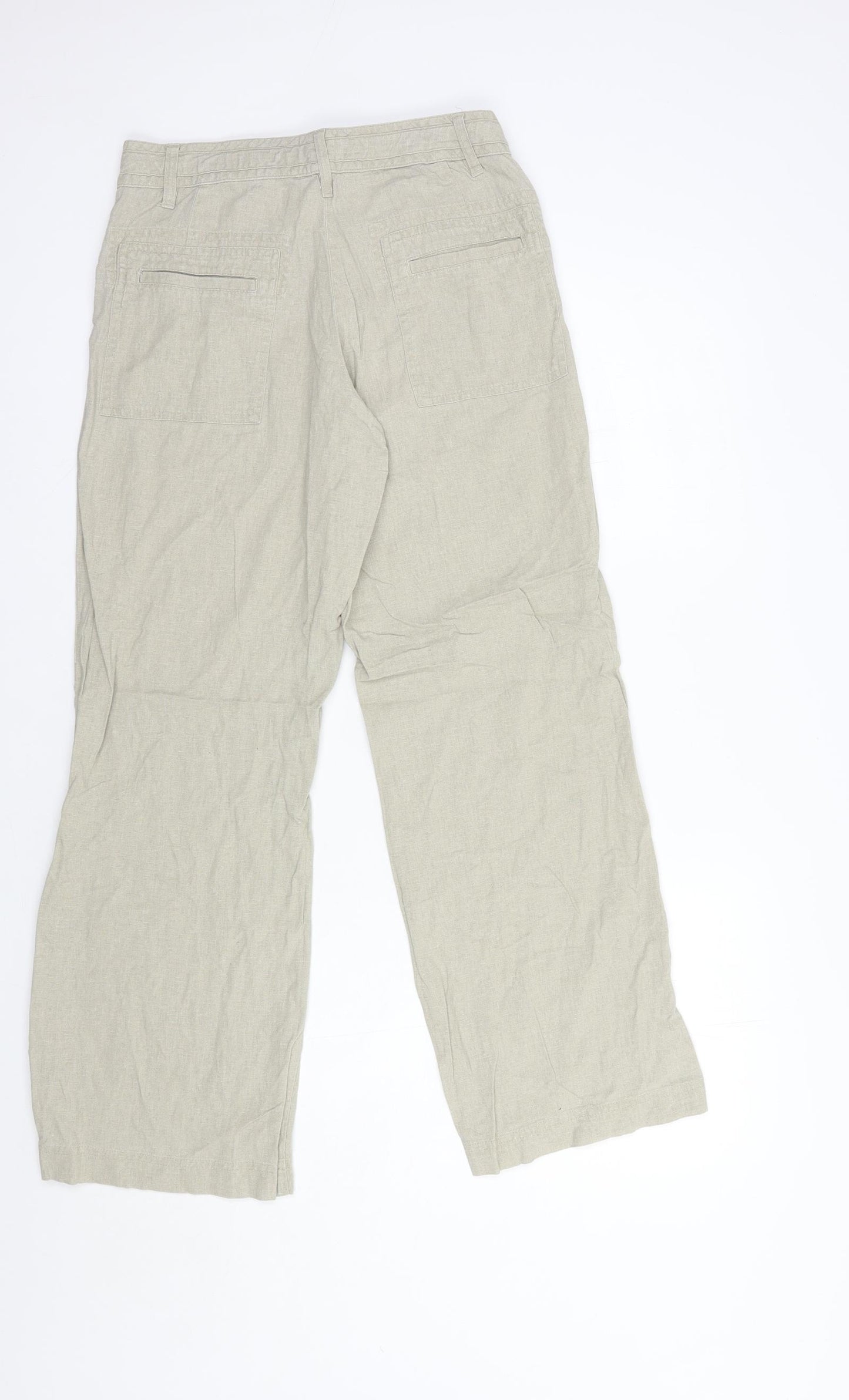 Papaya Womens Beige  Linen Trousers  Size 6 L28 in Regular Button