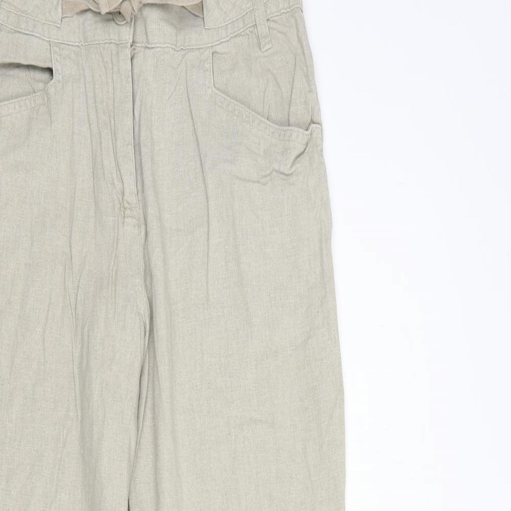 Papaya Womens Beige  Linen Trousers  Size 6 L28 in Regular Button