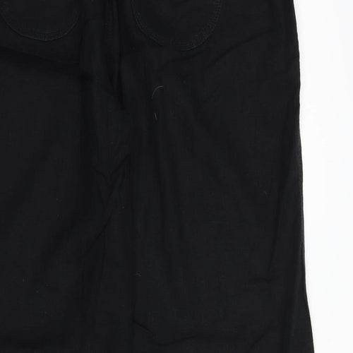 Marks and Spencer Womens Black  Linen Trousers  Size 18 L30 in Regular Drawstring