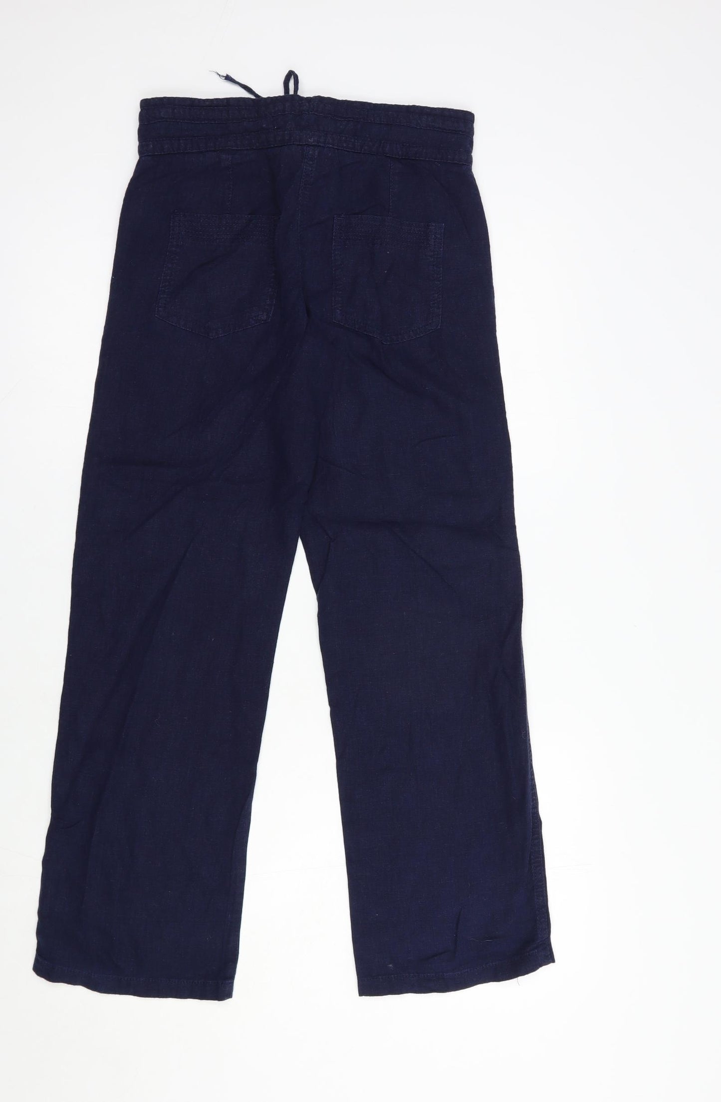 NEXT Womens Blue  Linen Trousers  Size 6 L28 in Regular Drawstring